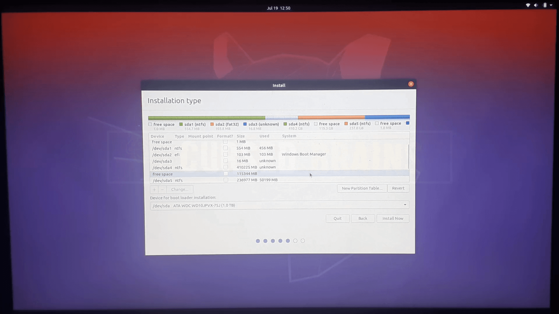 showing 115 GB of partition showing 115 GB of partition How Dual Boot Ubuntu