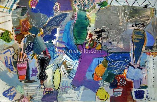 SPANISH-ART-merello.-bodegon_eléctrico(81x130cm).mix-media.canvas