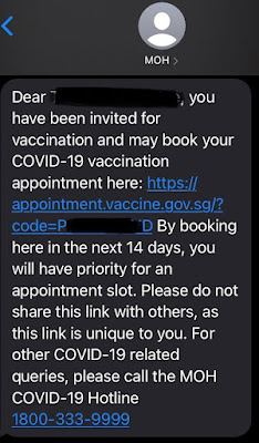 Đường dẫn riêng unique link để đặt lịch booking appointment gửi qua tin nhắn sms Covid registration
