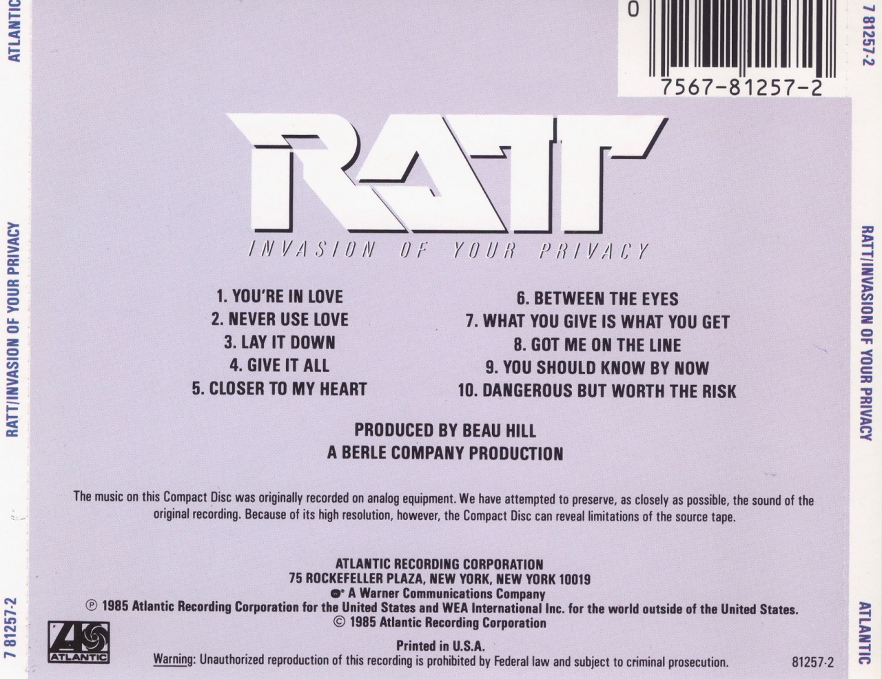 Cries From The Quiet World Ratt Invasion Of Your Privacy ratt invasion