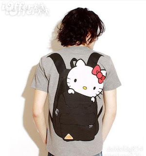 Cute Hello Kitty gray backpack t-shirt