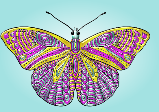 Mariposa cartoon de colores hipnóticos