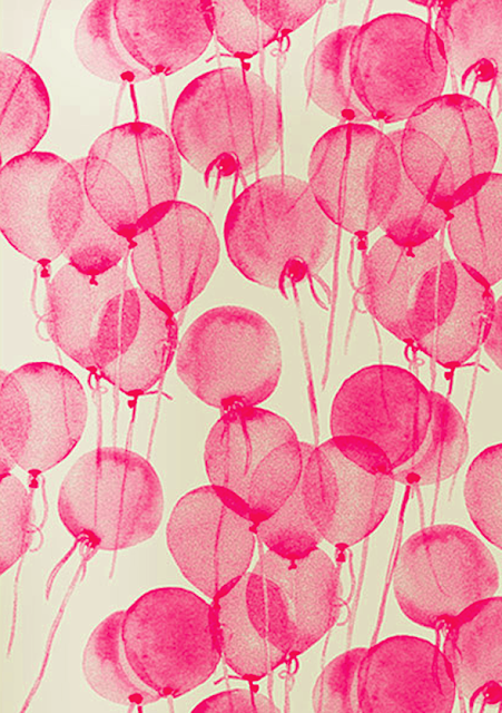 Pink watercolour balloon print - London design blog