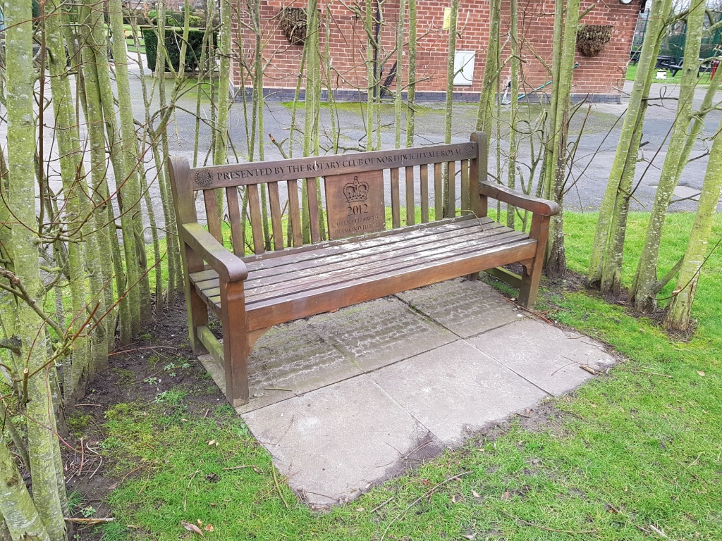 The Ham and Egger Files Benches at Vickersway Park in Northwich