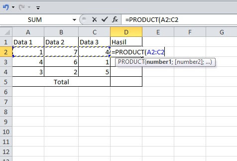 perkalian di excel dengan fungsi product