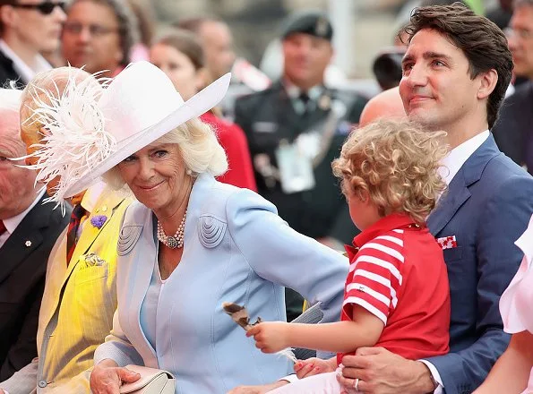 Prince Charles and Duchess Camilla, Canadian Prime Minister Justin Trudeau and his wife Sophie Gregoire and their children, Hadrien, Ella-Grace and Xavier Trudeau