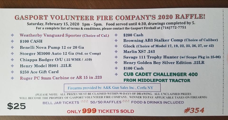 LIFE AND TIMES IN GASPORT, NEW YORK: Gasport fire raffle