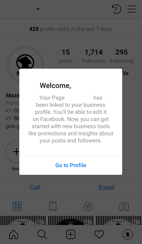 Profil Bisnis Instagram Berhasil Dibuat