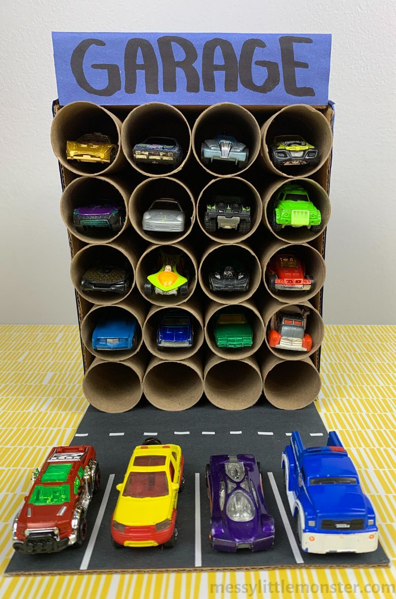 toy car parking garage cardboard box craft