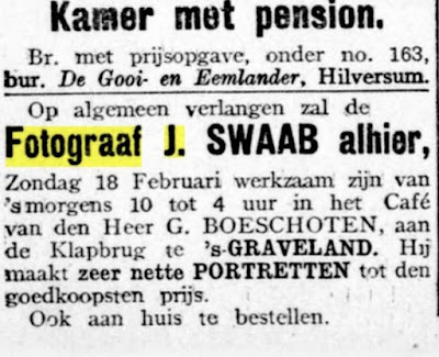 Advertentie van Joseph Swaab in Gooi- en Eemlander 1906