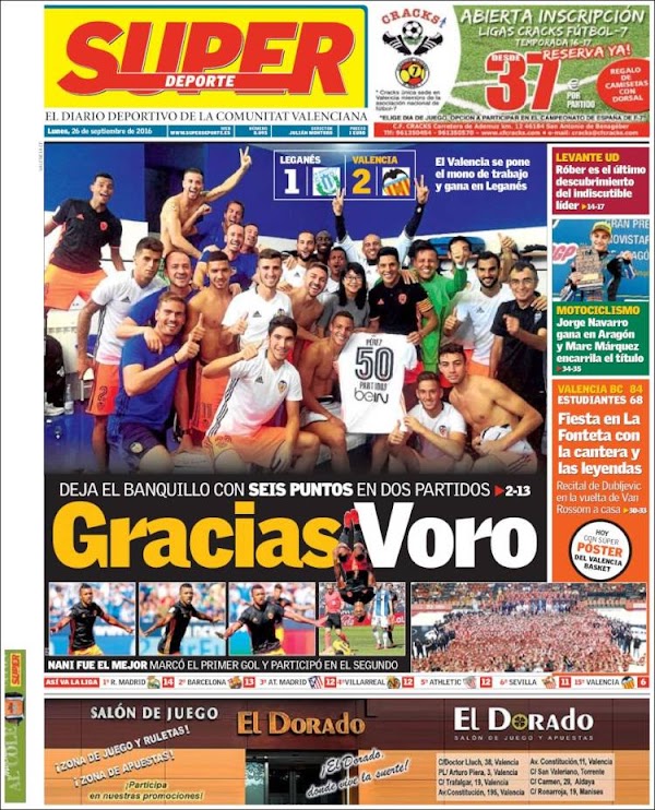 Valencia, Superdeporte: "Gracias Voro"