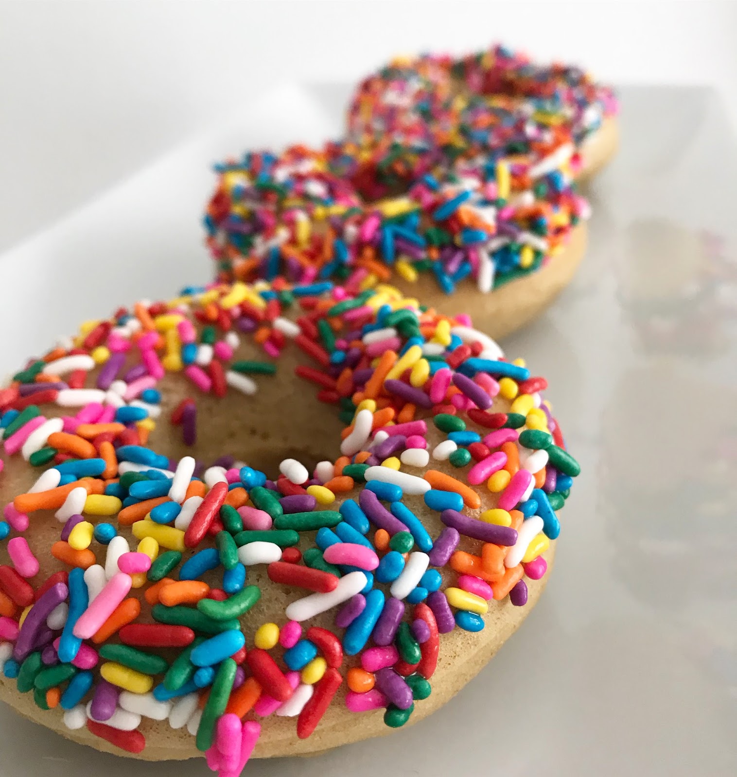 Protein Sprinkle Donuts + Vanilla Glaze