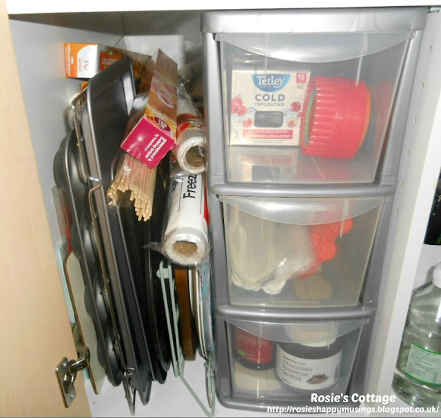 Kitchen Cabinet Re-Organisation: What a mess! Time to get to work.. first I had to empty everything out.