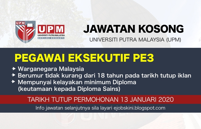 Jawatan Kosong University Putra Malaysia (UPM) Januari 2020