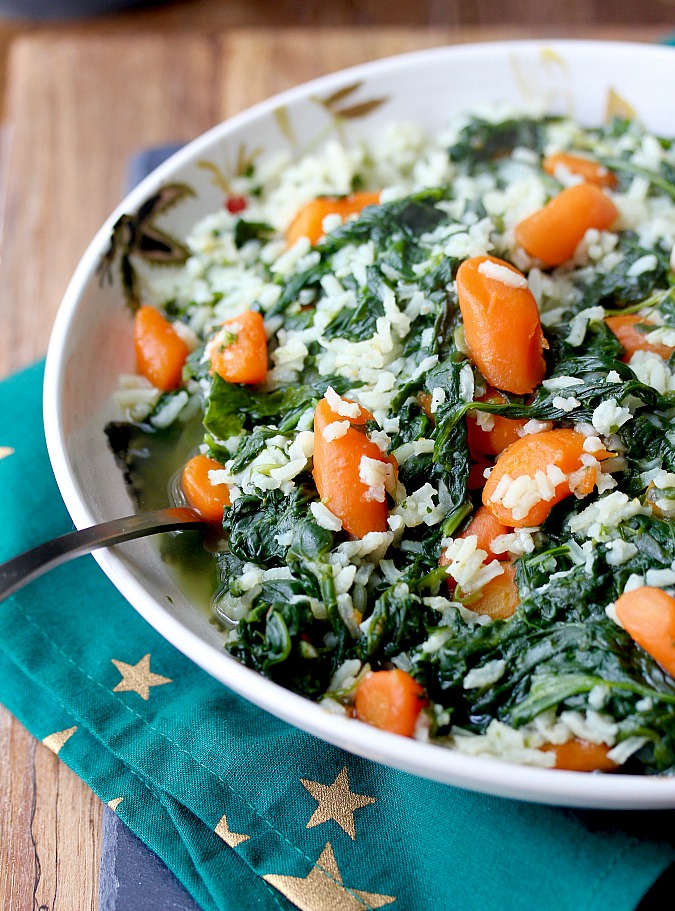 Carrot, Spinach, and Rice Stew Karen's Kitchen Stories