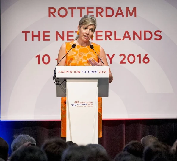 Queen Maxima attended the international climate conference (Adaptions Futures 2016). Queen Maxima wore Natan Dress 