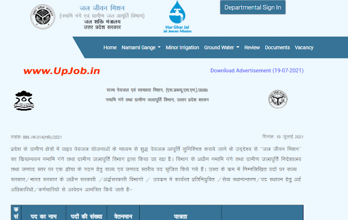 jjmup vacancy 2022 Post 600 State Drinking Water and Sanitation Mission Notification Application Form