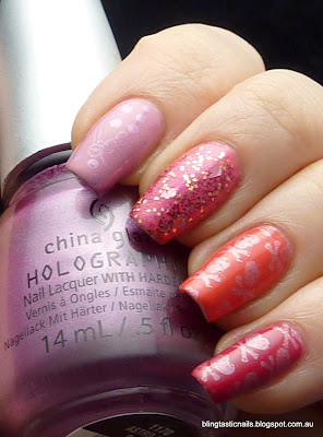 China Glaze Pink Ombre Manicure with Sinful Colors Scene Stealer accent nail
