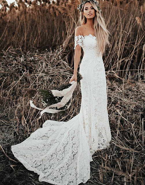 white mermaid wedding dress