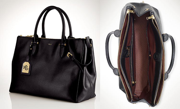 Lauren ralph lauren newbury double zip satchel black Clearance
