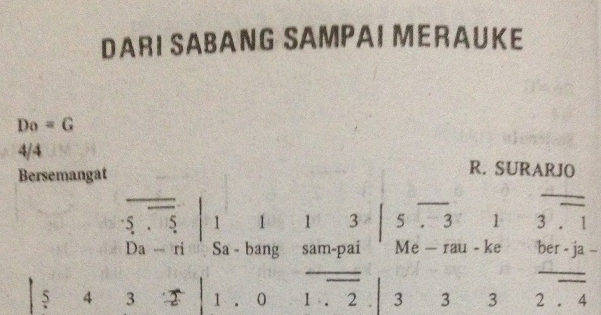 Not Angka Pianika Lagu Dari Sabang Sampai Merauke