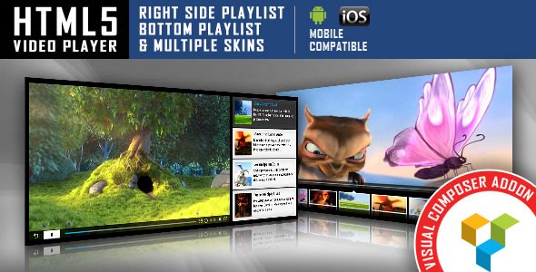 HTML5 Video Player with Playlist and Multiple Skins - Addon For Visual Composer