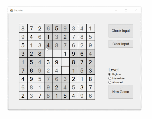 Develop Sudoku puzzle game using basic Windows Form and C# Dotnet codes