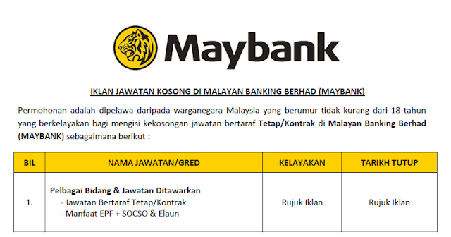 jawatan maybank september 2021