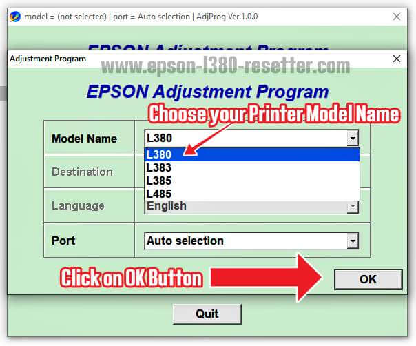 Epson L380 Resetter - Sixth step