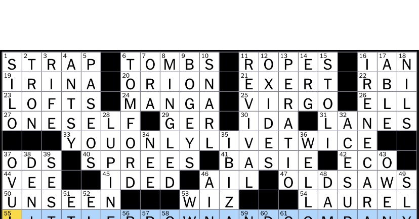 The New York Times Crossword Puzzle Solved: Sunday's New York Times crossword puzzle solved