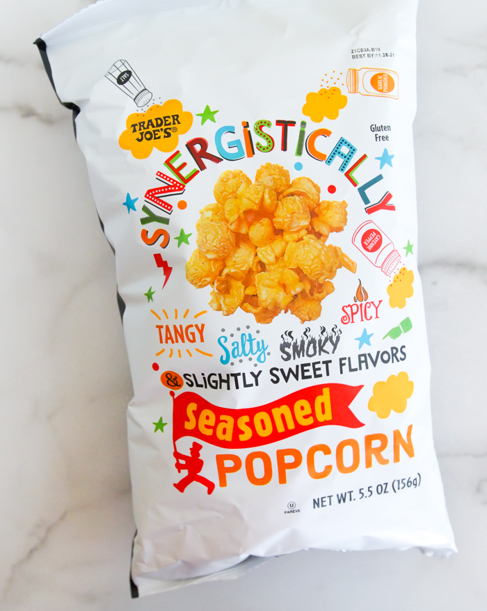 Sweet on Trader Joe's Synergistically Seasoned Popcorn Bake at 350°