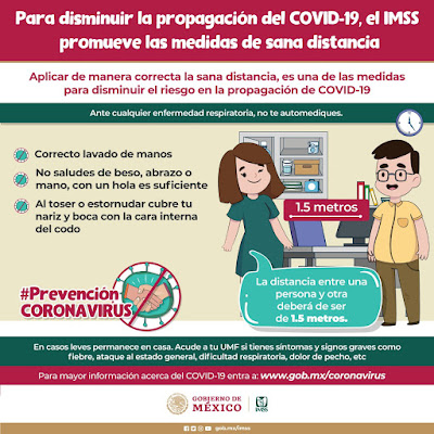 Para disminuir la propagación del COVID-19, el IMSS promueve las medidas de sana distancia