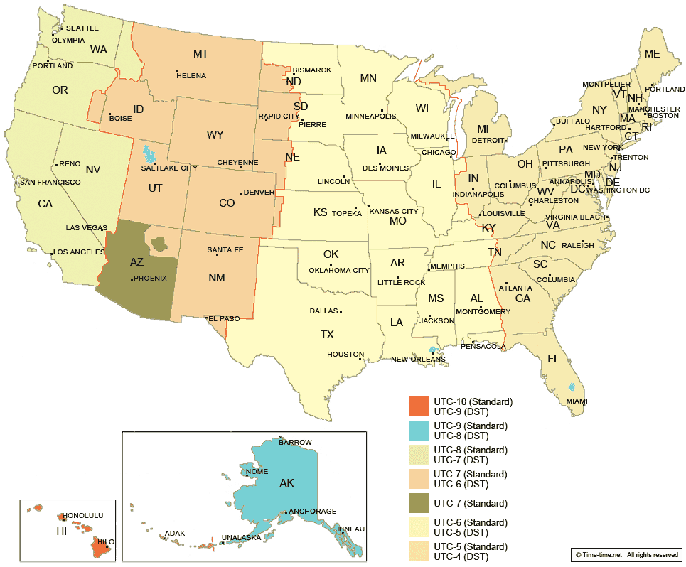 Map Usa Time Zones Resource Maps
