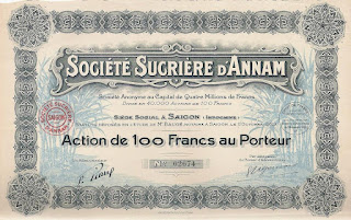 share of the Sugar Company of Annam (French Indochina)