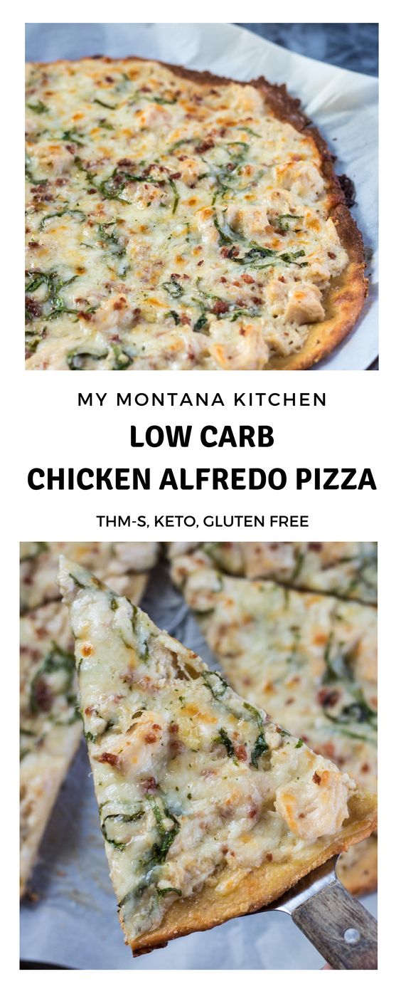 THE BEST LOW CARB CHICKEN ALFREDO PIZZA