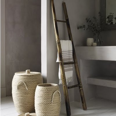 Natural Modern Interiors Decorating With Ladders In The Bathroom