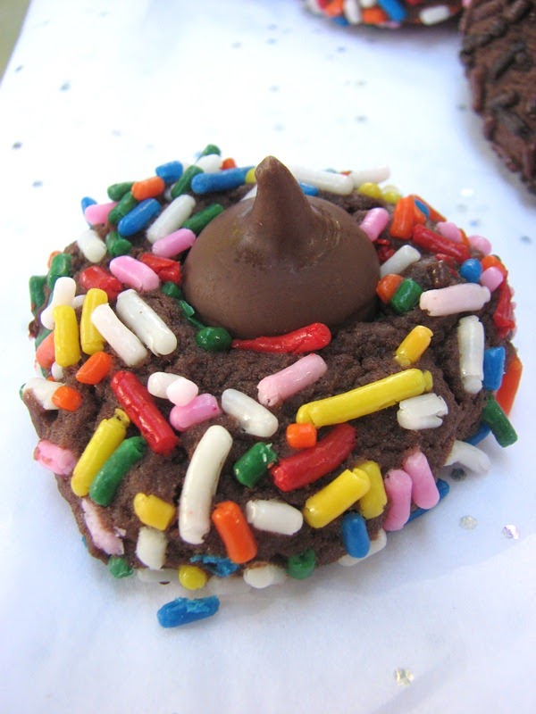 Heidi Bakes Chocolate Sprinkle Cookies with a Kiss