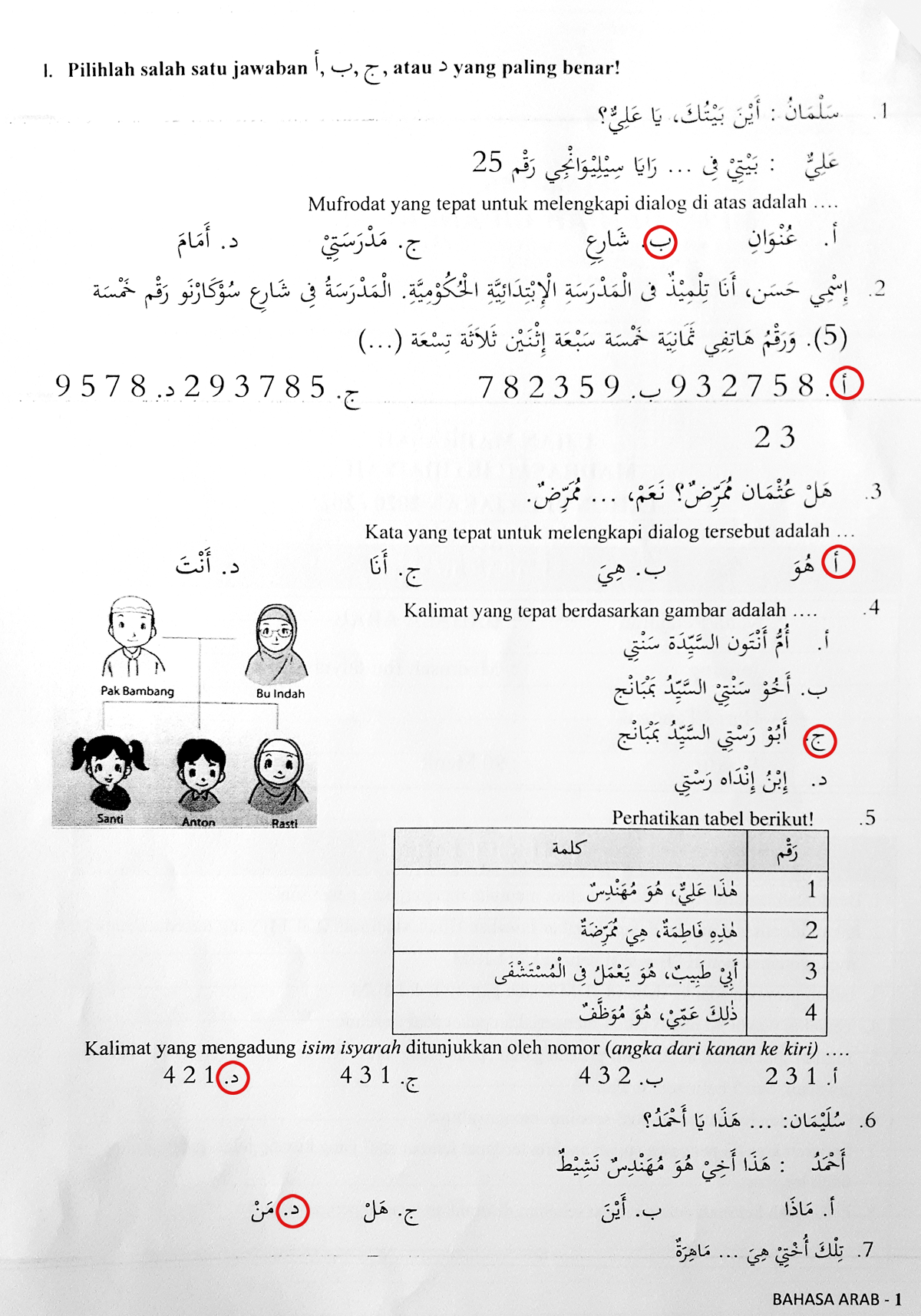 Contoh Soal Bahasa Arab Ujian Madrasah MI Ayo Belajar