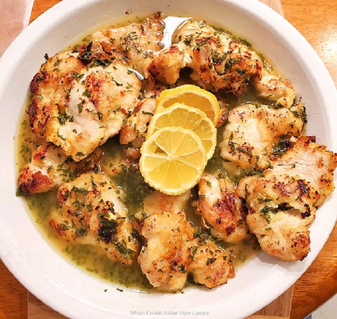 this is a wine butter and lemon sauce over a sauteed chicken