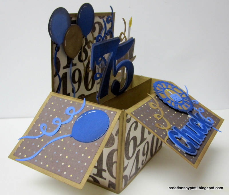 Creations by Patti Masculine 75th Birthday Box Card