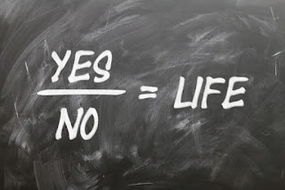 Image of Maths equation, yes divided by no equals life
