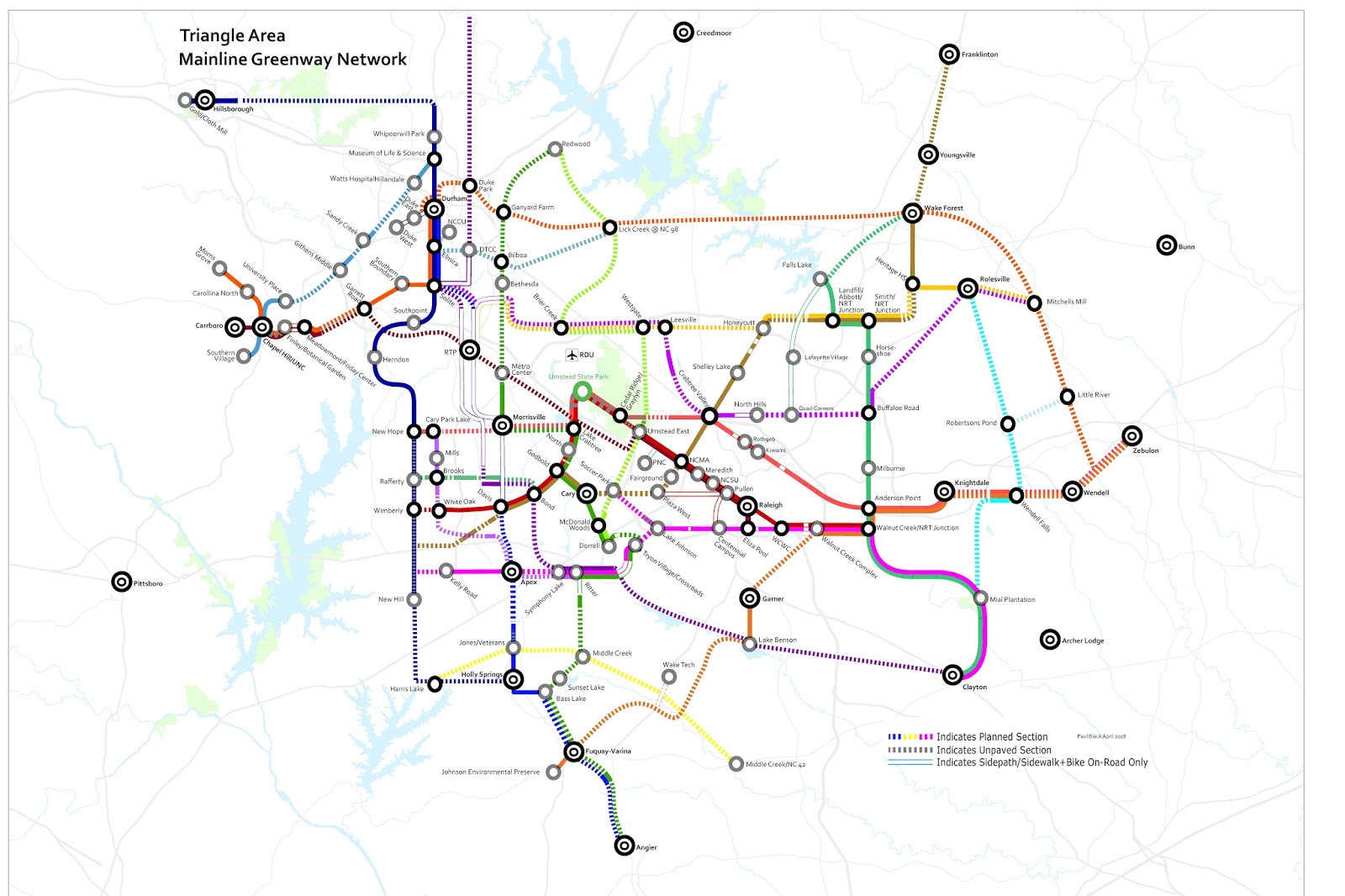 UPDATED Metro Style Greenway Map of the Research Triangle
