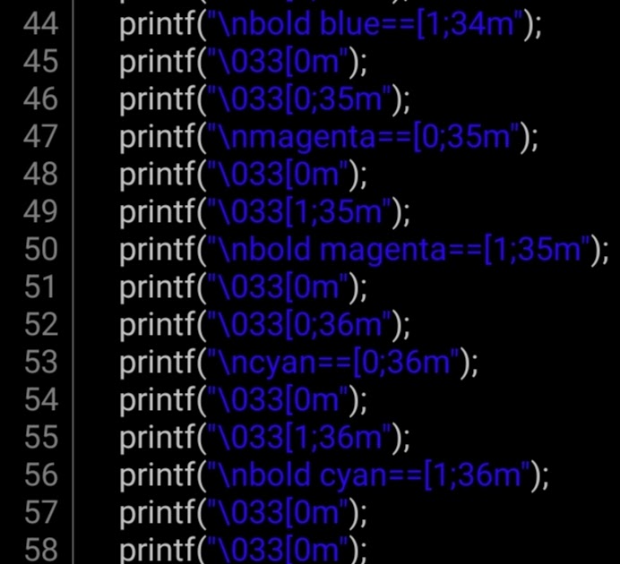 ANSI-Color-Code in c language