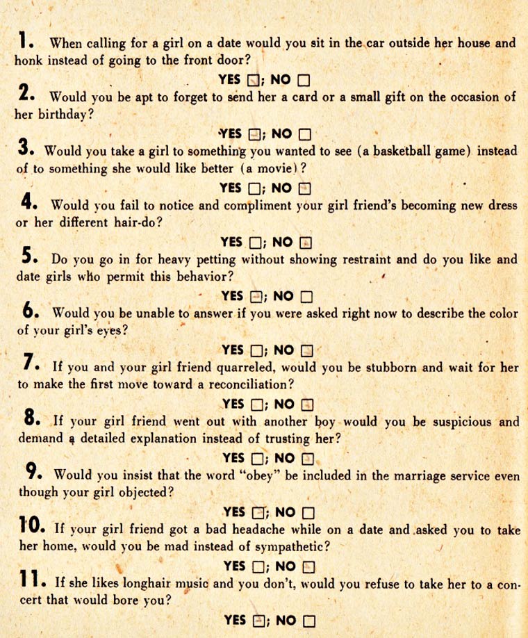 Vintage Quiz Love or Career The Gender Specific Tests