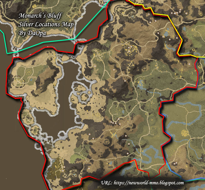 New World Monarch's Bluffs silver map