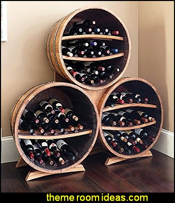 Half Barrel Bottle Racks Triple Stack Tuscany Vineyard Style decorating - Tuscan Wall mural stickers - Tuscan themed kitchen accessories - grape decor - Tuscan theme decor - Wine barrel decor - rustic decor - Venice Italy decorating ideas - Italian Cafe - Old World furniture - luxury bedding - tuscan themed bedroom decor Half Barrel Bottle Racks Triple Stack