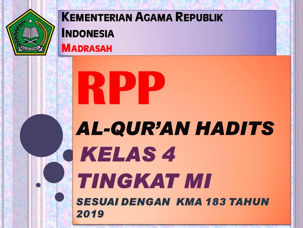 Download RPP Al-Qur'an Hadis Kelas 4 Sesuai KMA 183 Tahun 2019