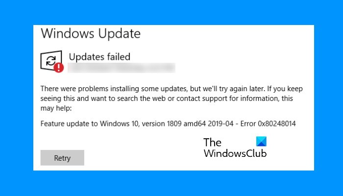 Исправить ошибку Центра обновления Windows 0x80248014