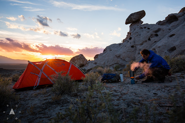 Camping and cooking in Nevada's Basin and Range National Monument. 