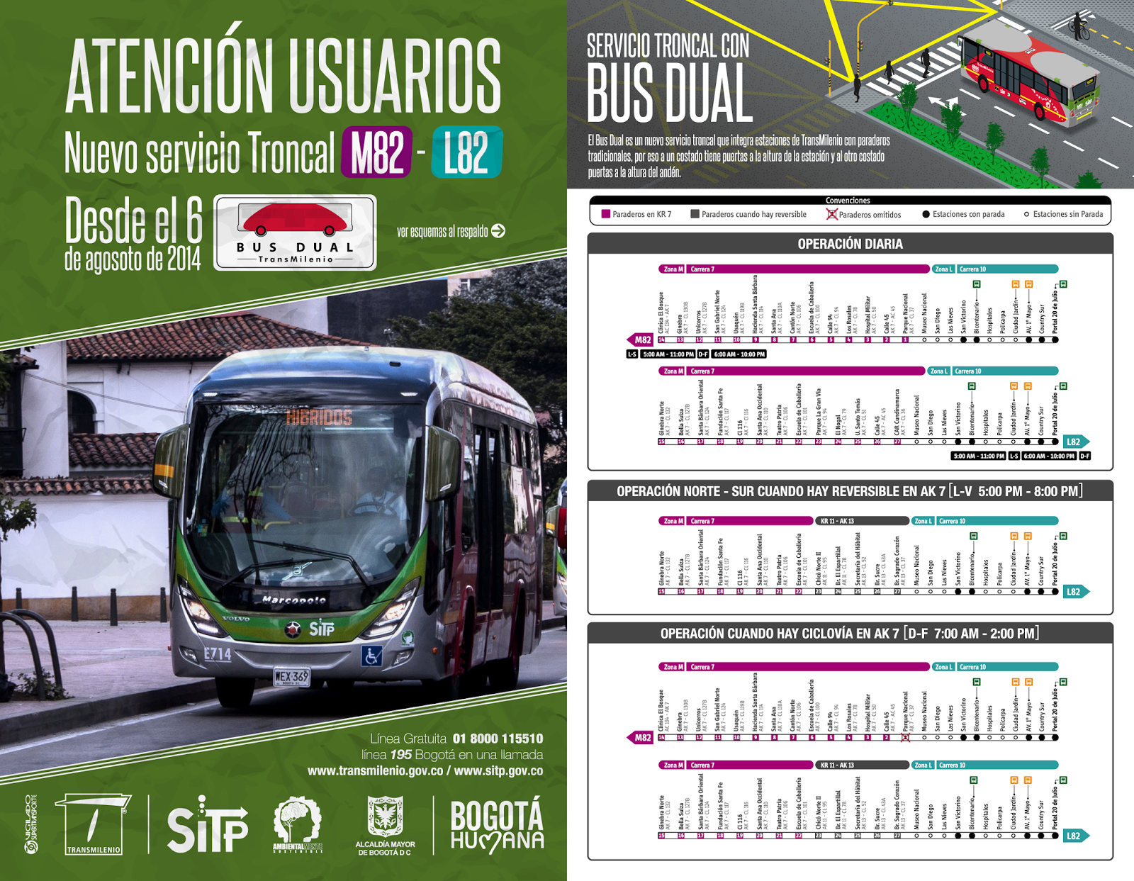Todo Sobre SITP: NUEVA RUTA BUS DUAL M82-L82
